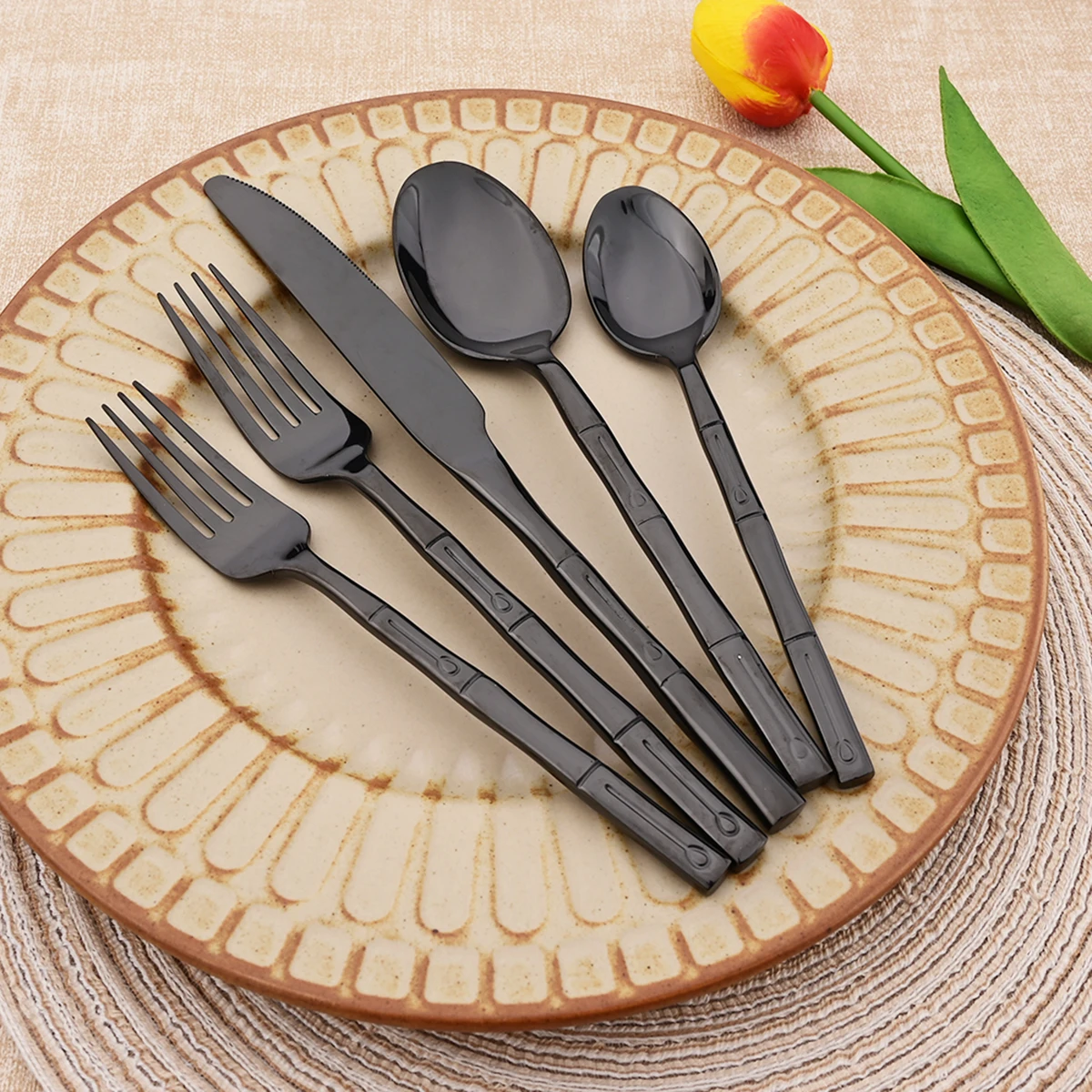 5pcs Knife Fork Spoon Cutlery  - đánh giá và giá Bamboo Cutlery