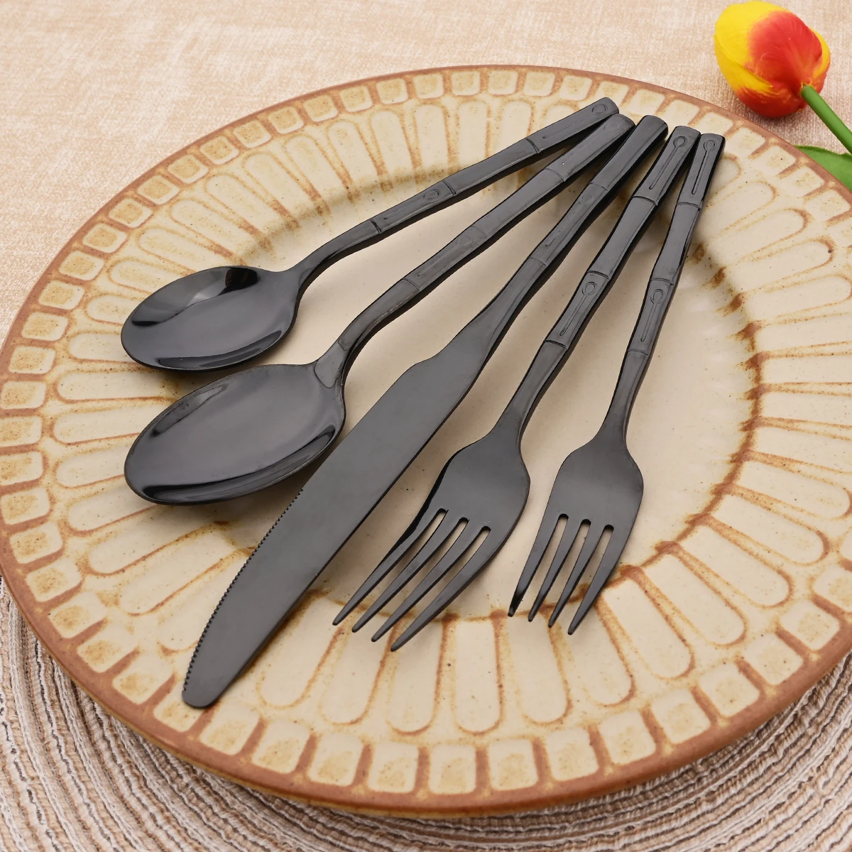 5pcs Knife Fork Spoon Cutlery  - đánh giá và giá Bamboo Cutlery