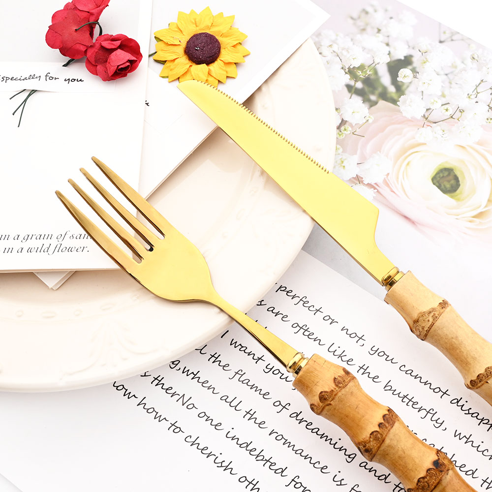 Drmfiy Gold Dinner Fork Cutler - đánh giá và giá Bamboo Cutlery