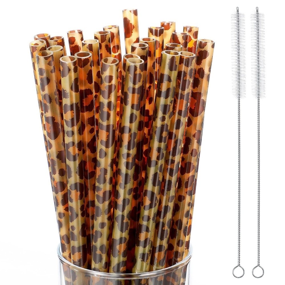 Trendy Leopard Print Drinking  - đánh giá và giá Reusable Straw