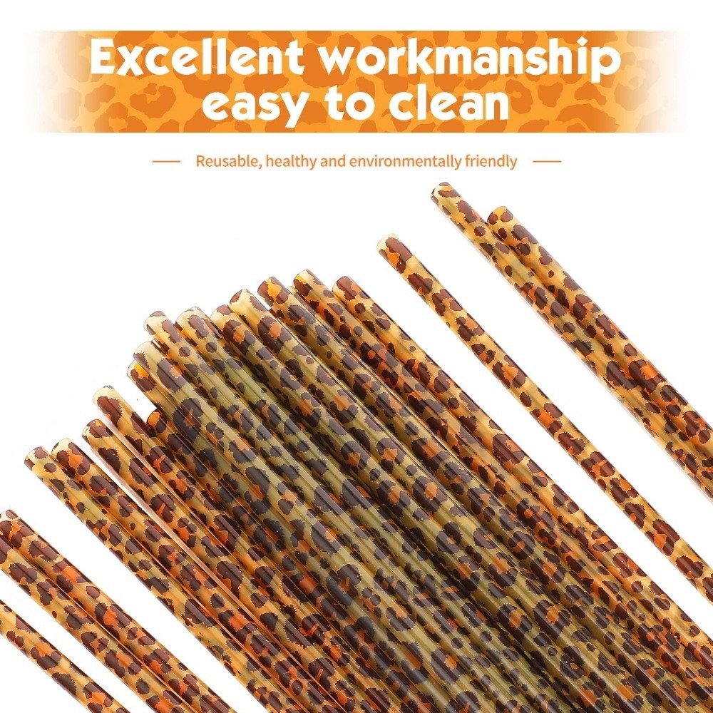 Trendy Leopard Print Drinking  - đánh giá và giá Reusable Straw