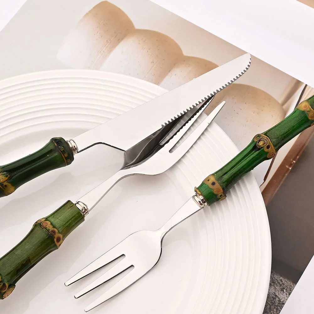 6/16/20/24/30Pcs Green Bamboo  - đánh giá và giá Bamboo Cutlery