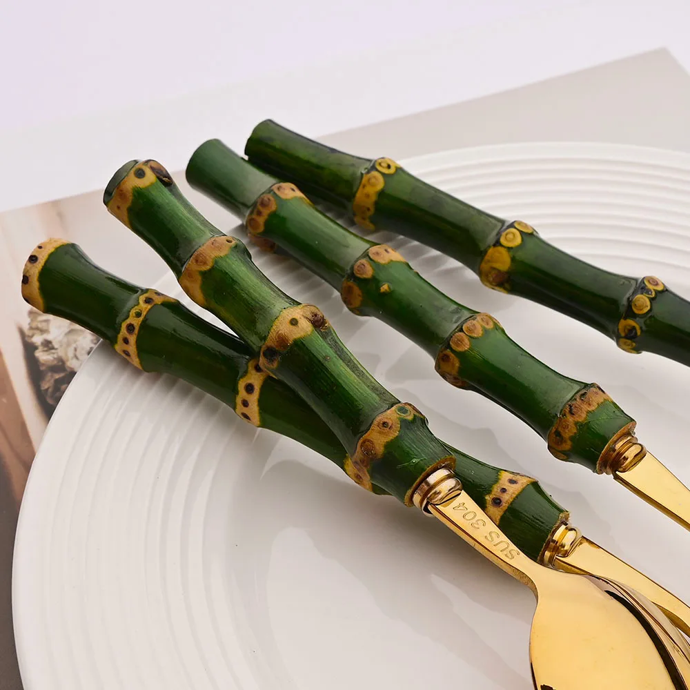 6/16/20/24/30Pcs Green Bamboo  - đánh giá và giá Bamboo Cutlery