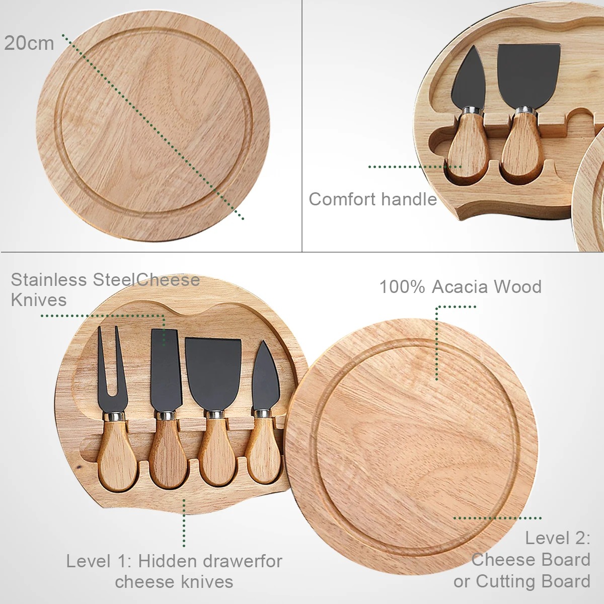 Cheese Knives Set for Charcute - đánh giá và giá Bamboo Cutlery